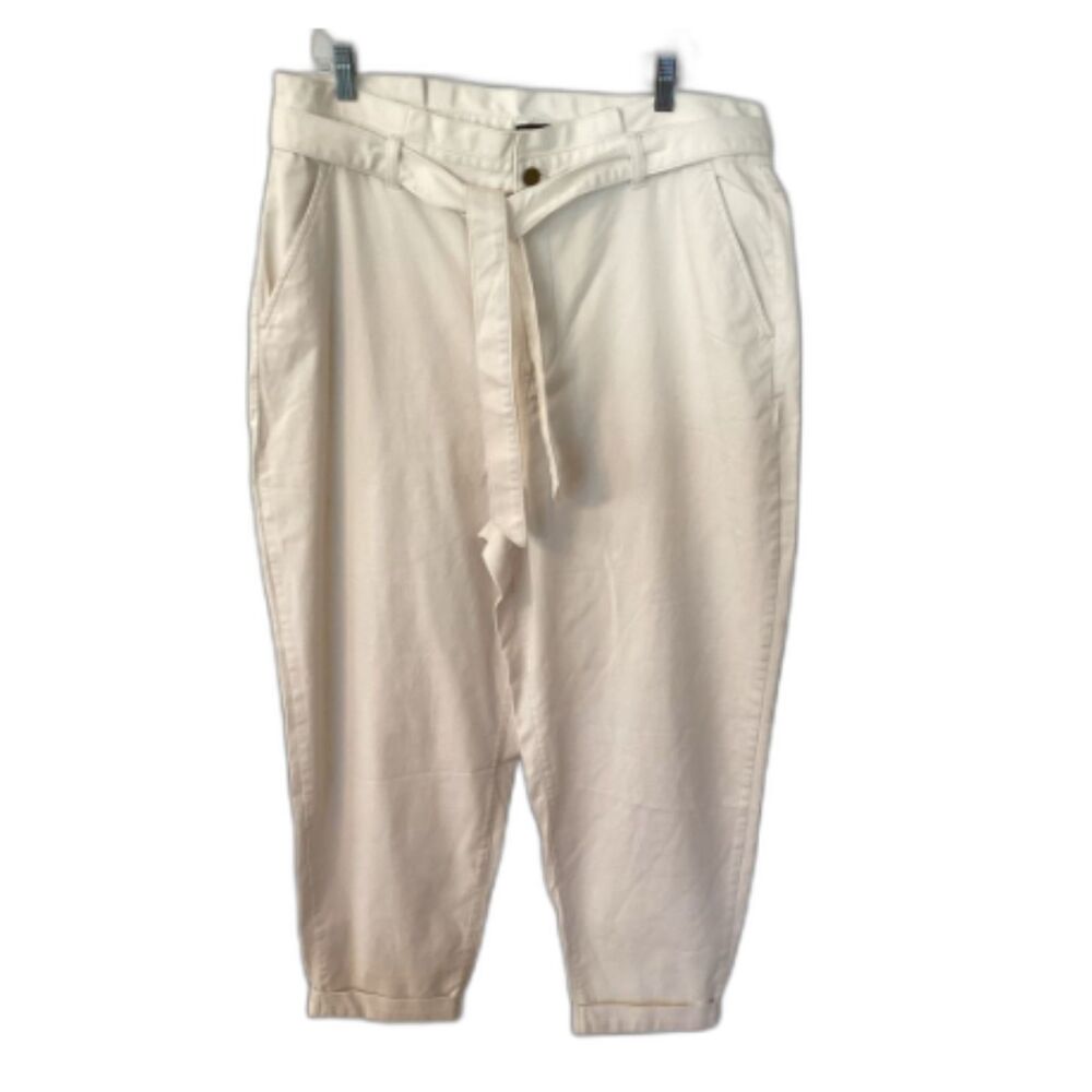 BANANA REPUBLIC FACTORY SIZE 18 TIE WAIST BARREL PANT CREAM NWOT